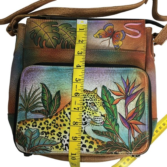 Anuschka NEVER USED Handpainted Leather Slim Travel Organizer Leopard - Picture 6 of 14